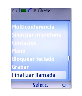 Vaya a Finalizar llamada y pulse la tecla de navegación.La llamada activa se finaliza ahora y el teléfono activa automáticamente la llamada que estaba retenida.