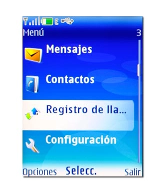 Vaya a Registro de lla... y pulse la tecla de navegación.