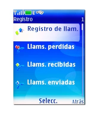 Elija una de las listas de llamadas siguientes:Registro de llam.