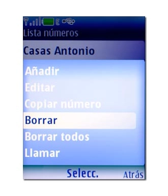 Vaya a Borrar y pulse la tecla de navegación.
