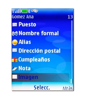 Vaya a Imagen y pulse la tecla de navegación.