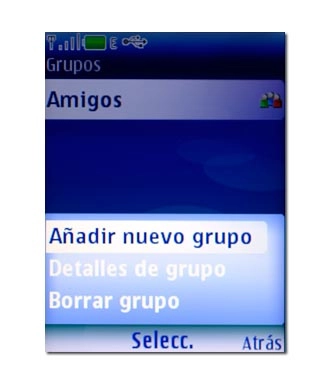 Vaya a Añadir nuevo grupo y pulse la tecla de navegación.
