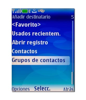 Vaya a Grupos de contactos y pulse la tecla de navegación.