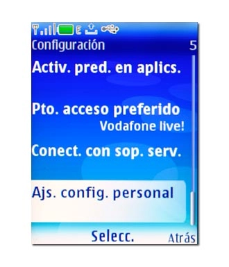 Vaya a Ajs. config. personal y pulse la tecla de navegación.