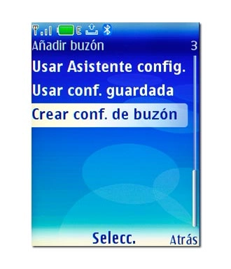 Vaya a Crear conf. de buzón y pulse la tecla de navegación.