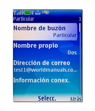 Vaya a Nombre de buzón y pulse la tecla de navegación.