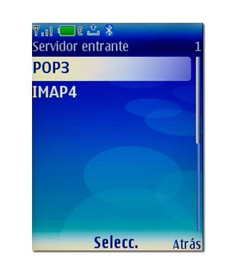 Vaya a POP3 y pulse la tecla de navegación.