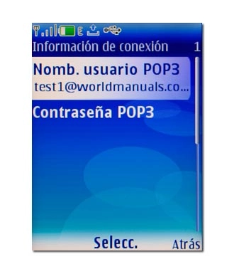 Vaya a Nomb. usuario POP3 y pulse la tecla de navegación.