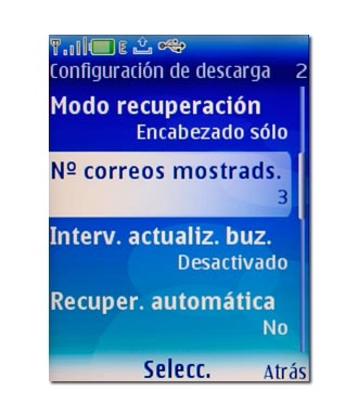 Vaya a Nº correos mostrads. y pulse la tecla de navegación.