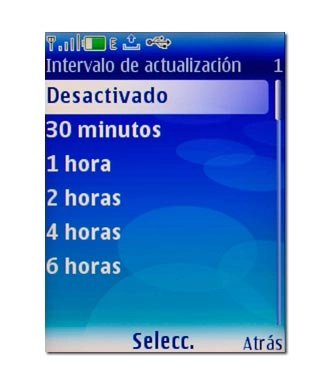 Elija Desactivado o el intervalo deseado y pulse la tecla de navegación.