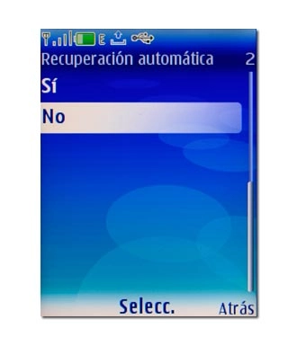 Vaya a No y pulse la tecla de navegación.