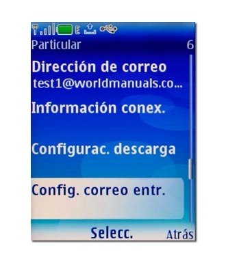 Vaya a Config. correo entr. y pulse la tecla de navegación.