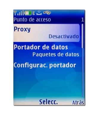 Vaya a Proxy y pulse la tecla de navegación.