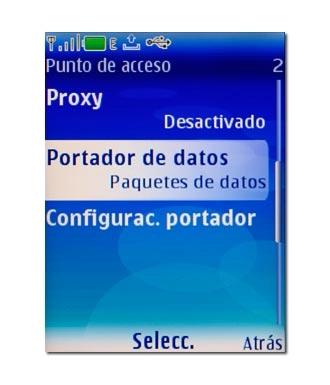 Vaya a Portador de datos y pulse la tecla de navegación.