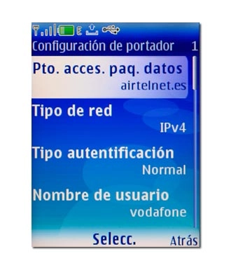 Vaya a Pto. acces. paq. datos y pulse la tecla de navegación.