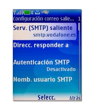 Vaya a Serv. (SMTP) saliente y pulse la tecla de navegación.