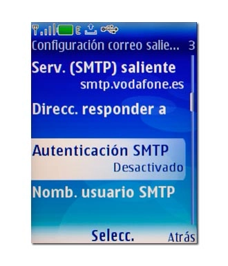 Vaya a Autenticación SMTP y pulse la tecla de navegación.