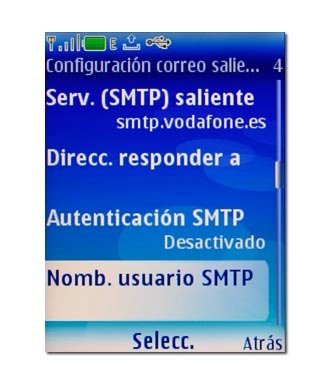 Vaya a Nomb. usuario SMTP y pulse la tecla de navegación.