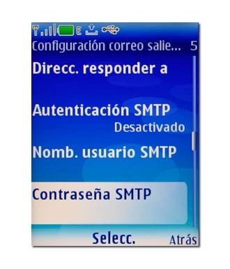 Vaya a Contraseña SMTP y pulse la tecla de navegación.
