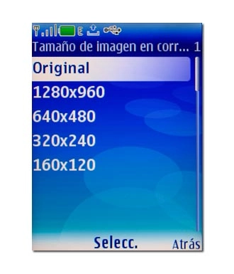 Elija Original o el tamaño deseado y pulse la tecla de navegación.