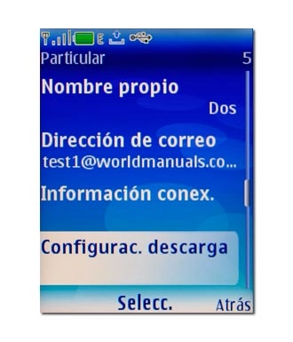 Vaya a Configurac. descarga y pulse la tecla de navegación.