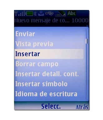 Vaya a Insertar y pulse la tecla de navegación.