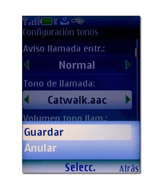 Vaya a Guardar y pulse la tecla de navegación.