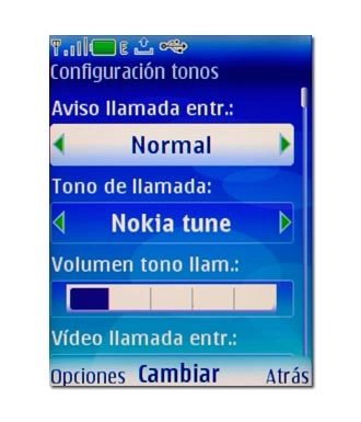 Vaya a Aviso llamada entr. y pulse la tecla de navegación.