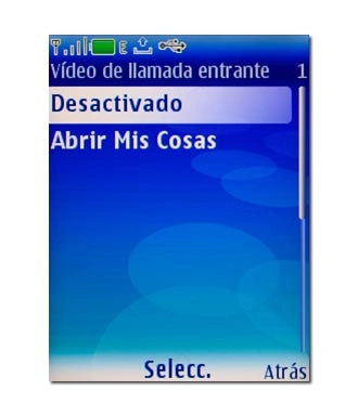 Elija Desactivado o Abrir Mis Cosas y pulse la tecla de navegación.