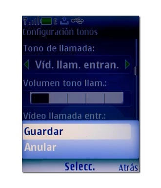 Vaya a Guardar y pulse la tecla de navegación.