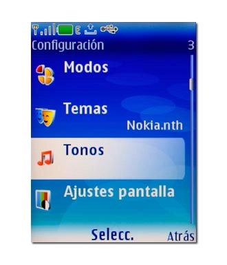 Vaya a Tonos y pulse la tecla de navegación.