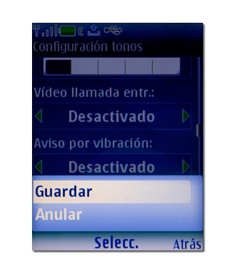 Vaya a Guardar y pulse la tecla de navegación.