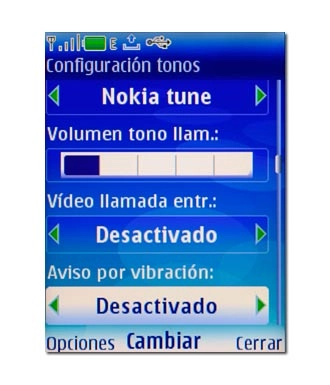 Vaya a Aviso por vibración y pulse la tecla de navegación.