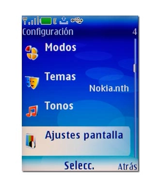 Vaya a Ajustes pantalla y pulse la tecla de navegación.