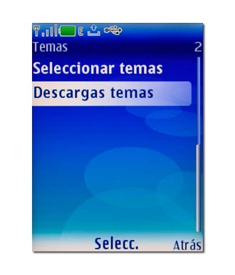 Si selecciona Descargas temas:Siga las indicaciones de la pantalla para buscar y descargar el tema deseado.
