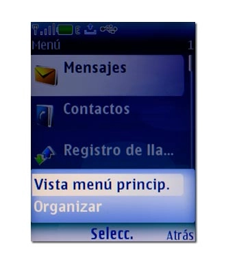 Vaya a Vista menú princip. y pulse la tecla de navegación.