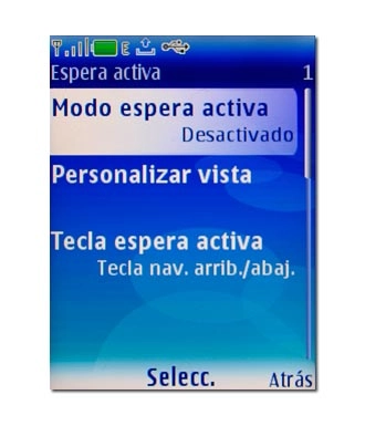 Vaya a Modo espera activa y pulse la tecla de navegación.