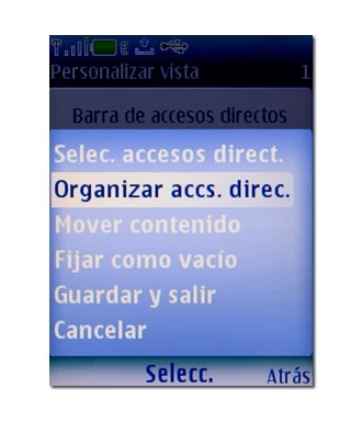 Vaya a Organizar accs. direc. y pulse la tecla de navegación.