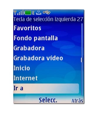 Elija el punto del menú deseado o Ir a y pulse la tecla de navegación.