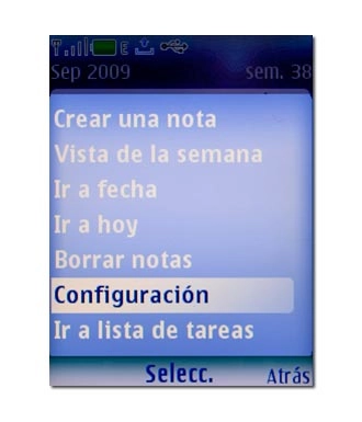 Vaya a Configuración y pulse la tecla de navegación.