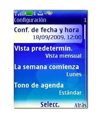 Elija uno de los ajustes siguientes:Conf. de fecha y hora, véase 3a.