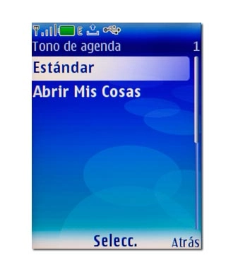 Elija Estándar o Abrir Mis Cosas y pulse la tecla de navegación.