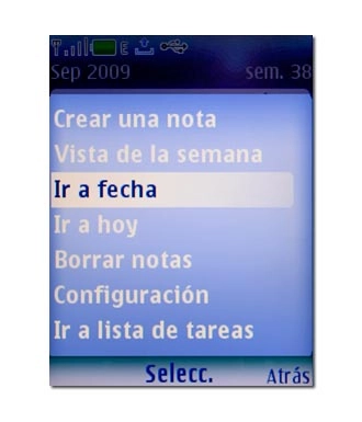 Vaya a Ir a fecha y pulse la tecla de navegación.