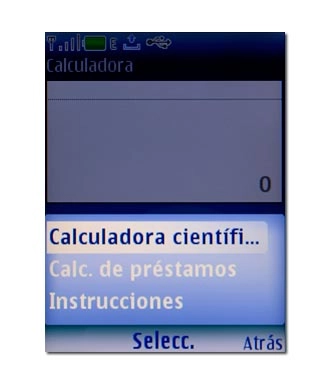 Vaya a Calculadora científi... o Calculadora estándar, dependiendo del ajuste actual, y pulse la tecla de navegación.
