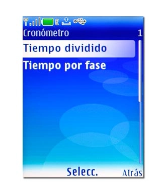 Elija Tiempo dividido o Tiempo por fase y pulse la tecla de navegación.