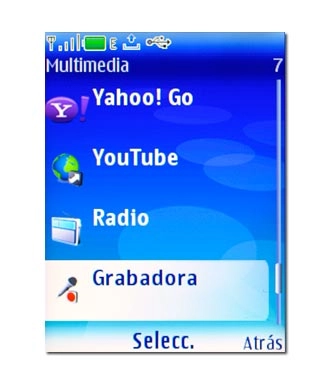 Vaya a Grabadora y pulse la tecla de navegación.
