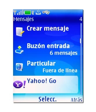 Vaya a Yahoo! Go y pulse la tecla de navegación.