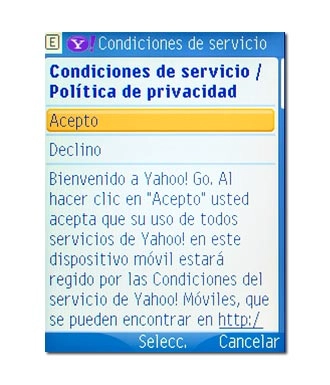 Vaya a Acepto y pulse la tecla de navegación.