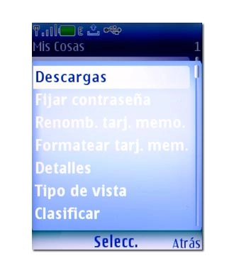 Vaya a Descargas y pulse la tecla de navegación.
