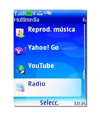 Vaya a Radio y pulse la tecla de navegación.Se enciende la radio.